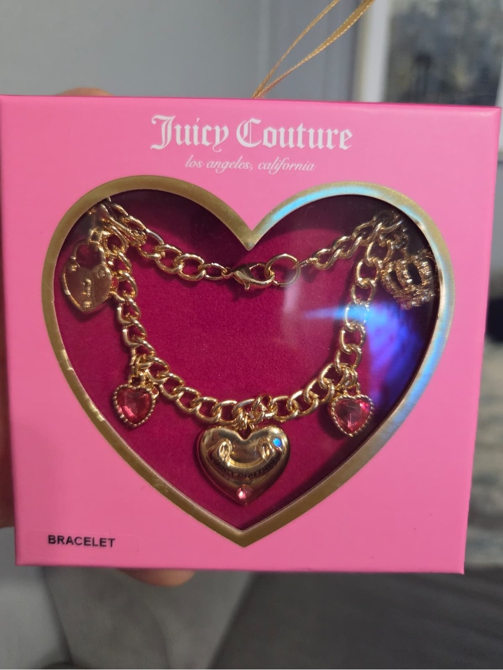 Juicy Couture pink & gold heart charm bracelet #juicy #charm
